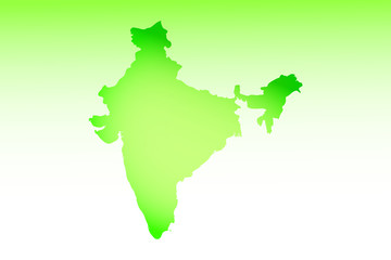India map using green color with dark and light effect vector on light background illustration