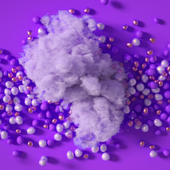 Beautiful background with beads, particles and simulation. 3d illustration, 3d rendering.