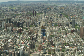 aerial view of taiwan from high building.