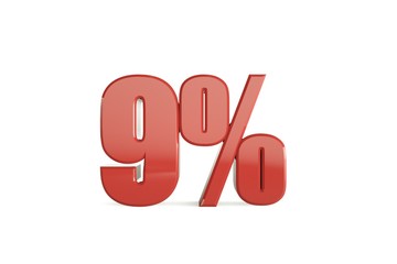 3D illustration 9 Percent Discount with background
