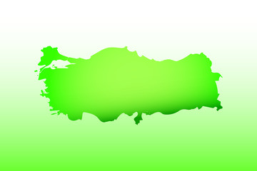 Turkey map using green color with dark and light effect vector on light background illustration