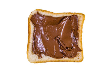 Sandwich with chocolate spread isolated on a white background