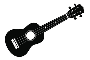 Vector ukulele guitar on a white background. Ukulele isolate. Ukulele guitar silhouette. - obrazy, fototapety, plakaty
