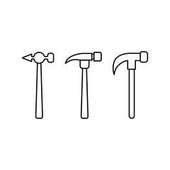 hammers in outline style. icons for design and web.