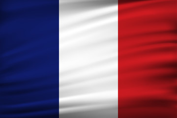 France flag of silk with fabric texture background.