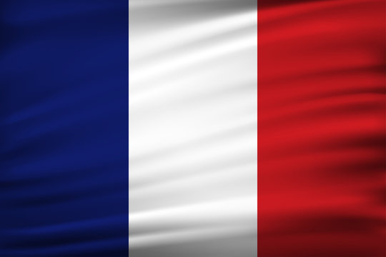 France flag of silk with fabric texture background.