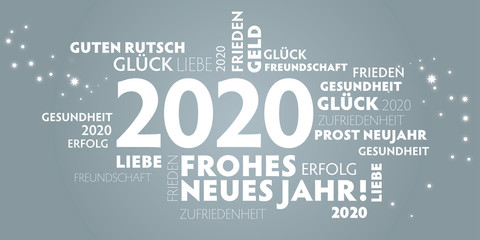 Obraz premium 2020 Neujahrsgruß mit Wünschen. Deutsche Sprache