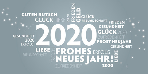 2020 Neujahrsgruß mit Wünschen. Deutsche Sprache