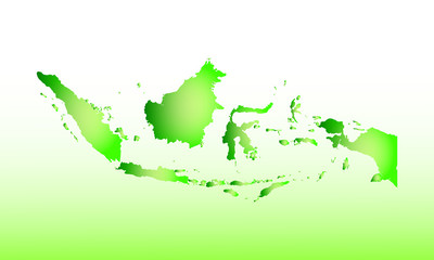 Indonesia map using green color with dark and light effect vector on light background illustration