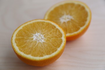 Vitamins in orange inside, fruit cut into two parts