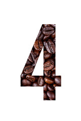 Stencil number 8 on textured background of coffee bean