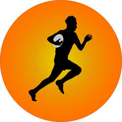 rugby player runs with a ball as a web icon