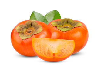 ripe persimmons isolated on white background