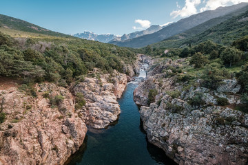 Fango river in Corsica and Paglia Orba mountain