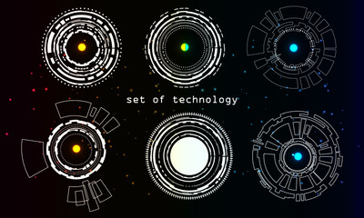 Fototapeta premium Vector Set of technology and colorful stars on an abstract background.