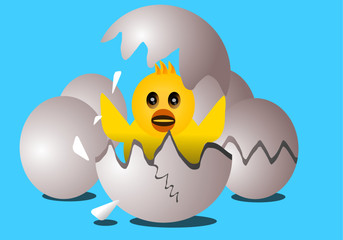 Vector hatching chicken and egg