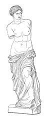 Sculpture Aphrodite of Milos (Venus de Milo) - Vintage illustration from Meyers Konversations-Lexikon 1897