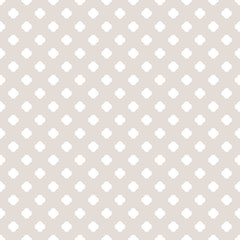 Subtle white and beige vector seamless pattern. Minimalist repeat texture. Simple modern abstract geometric background with small rounded crosses, floral shapes, polka dots. Elegant decorative design
