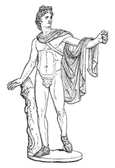 Sculpture of Apollon Belvedere - Vintage illustration from Meyers Konversations-Lexikon 1897