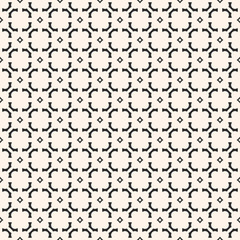 Monochrome geometric ornament seamless pattern. Black and white abstract traditional Asian background. Texture with grid, lattice, diamond shapes, repeat tiles. Design for decor, textile, furniture