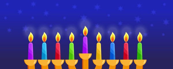 Holiday of Hanukkah, nine burning candles