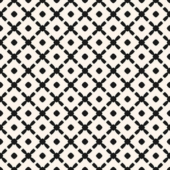 Vector geometric seamless pattern with elegant carved lattice, grid, mesh, crosses, circles. Monochrome ornament texture. Abstract black and white background. Endless design for decor, prints, textile