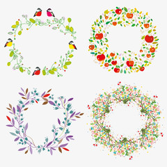 Floral set  of frames for celebrations and events. Vector graphic illustration