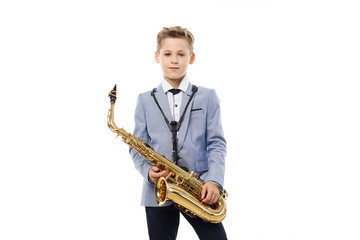 Naklejka premium man with saxophone