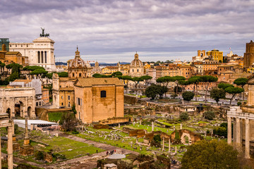 Naklejka na ściany i meble Panoramic view of the Roman Forum, Rome, Italy