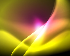 Shiny color bright neon abstract wave template. Abstract bright light. Neon light glowing effect. Space background. Abstract shape