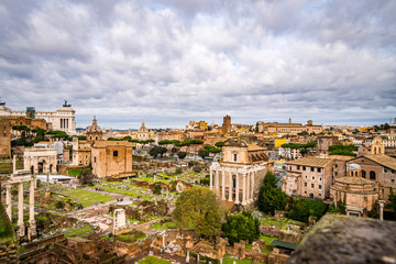 Fototapeta premium Panoramic view of the Roman Forum, Rome, Italy