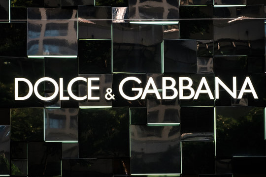 The Dolce & Gabbana logo signage on store facade in Hongkong, November, 2019