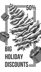 Plakat HOLIDAY COUPON WITH CHRISTMAS TREE IN VECTOR