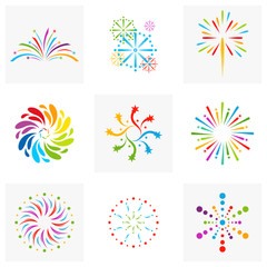 Set of Firework line icon and happy new year firework vector design, Creative icon, design concept