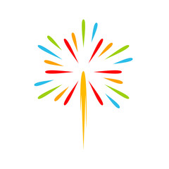 Firework line icon and happy new year firework vector design, Creative icon, design concept