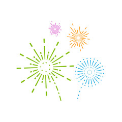 Firework line icon and happy new year firework vector design, Creative icon, design concept