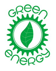 Gear and tree leaf. Isolated logo on the theme of ecology