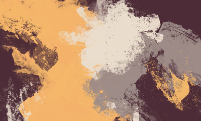 Abstract painting on canvas with a brush stroke texture. yellow & brown painting for background