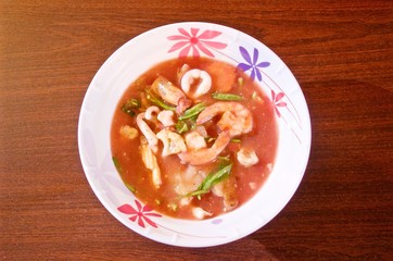Rat Na, Rad Na, Wide Rice Noodles in red gravy