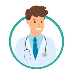 Fototapeta premium Doctor icon or avatar on white background. Medicine symbols. Vector illustration.