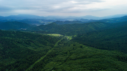 Obraz premium Morning aerial view of Tatra mountains in Slovakia
