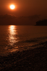 Red dawn over the sea. Bali Amed.