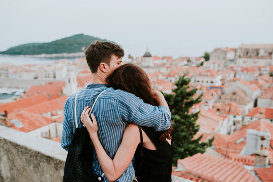 Couple in city of Dubrovnik, Croatia