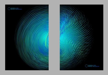 A luminescent helical background composed of curves.