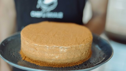 Freshly made Russian Honey Cake
