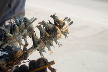 local grilled fish on the street stove in Thailand