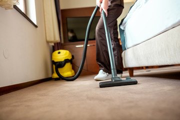 Room cleaning staff busy on the