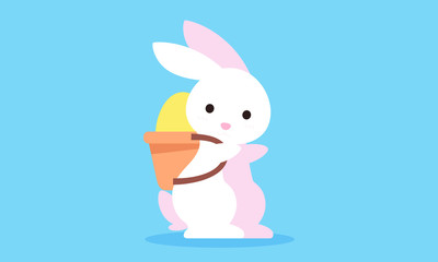 Easter bunny with egg and back pack