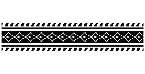 tribal pattern tattoo border, polynesian aboriginal samoan band, maori seamless art bracelets ornament, polynesian line tattoo pattern, maori black and white fabric texture border, ethnic ornament  - obrazy, fototapety, plakaty