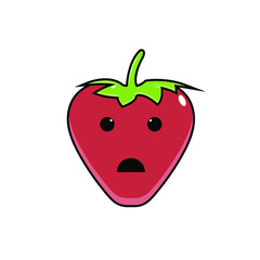 strawberry, illustration, cute, fruit, vector, character, design, cartoon, funny, happy, smile, food, sweet, isolated, background, nature, fresh, icon, healthy, set, face, graphic, organic, diet, vita